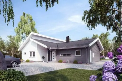 Genomtänkt enplanhus i funkisstil